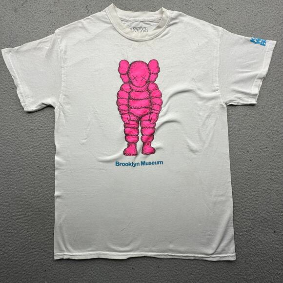 Kaws Brooklyn Museum What Party T Shirt Mens Medium Short Sleeve Pink Blue - Picture 1 of 10